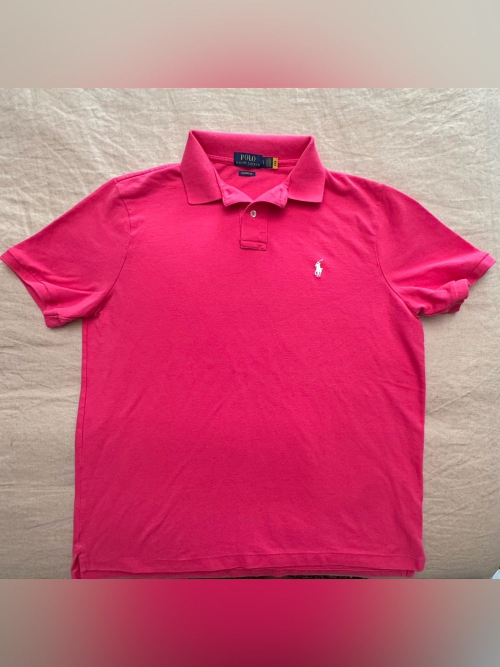 Ralph Lauren Men’s Bright Pink Polo with White Pony Logo